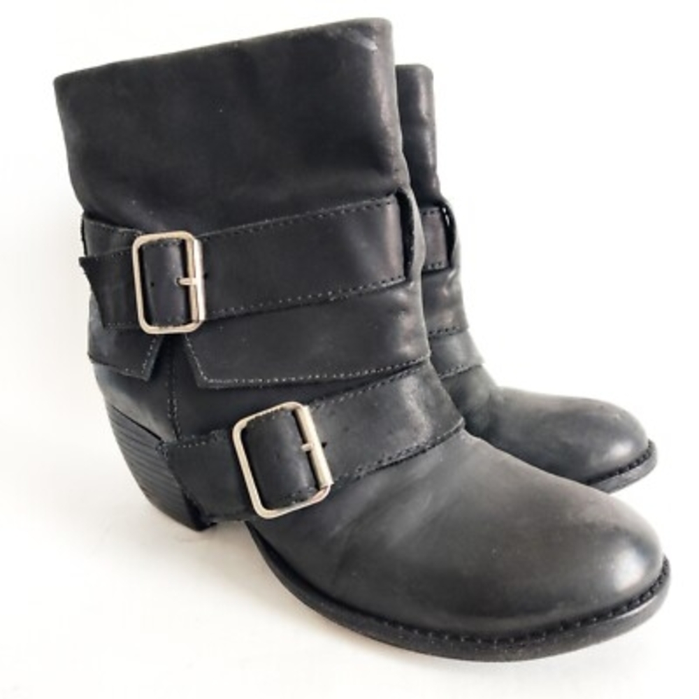MIA Black Ankle Boots with Buckle Accents